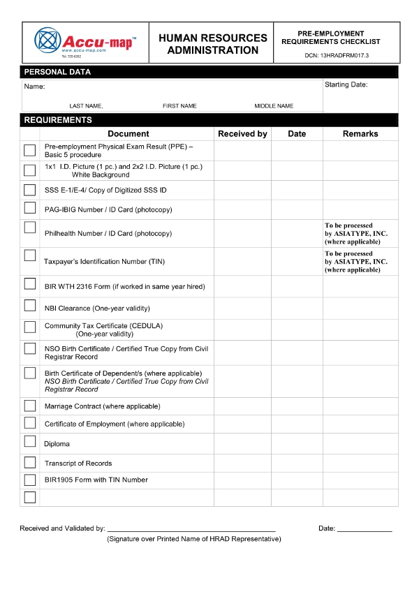 12 Pre Employment Checklist Examples PDF Word Examples 12 Pre Employment Checklist Examples PDF Word Examples