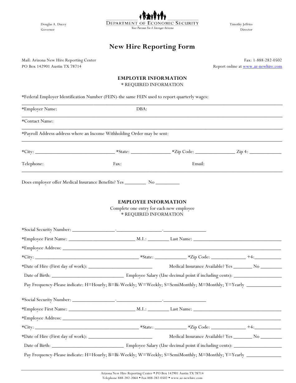 Arizona New Hire Reporting Form Download Printable PDF Templateroller Arizona New Hire Reporting Form Download Printable PDF Templateroller