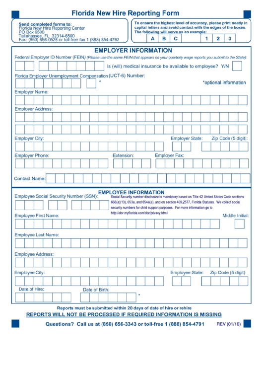 Florida New Hire Reporting Form Printable Pdf Download Florida New Hire Reporting Form Printable Pdf Download
