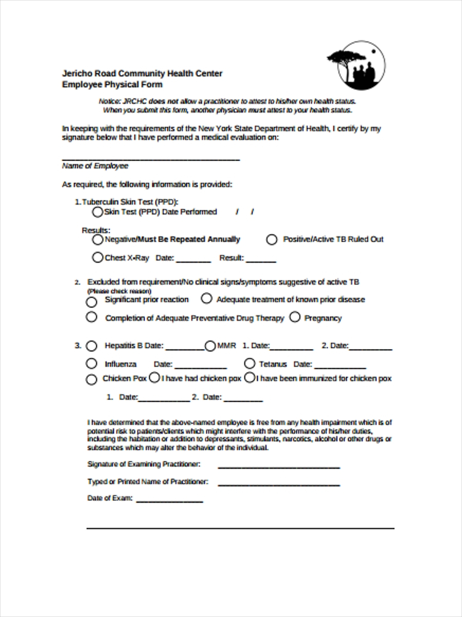 FREE 5 Sample Employee Physical Forms In PDF FREE 5 Sample Employee Physical Forms In PDF