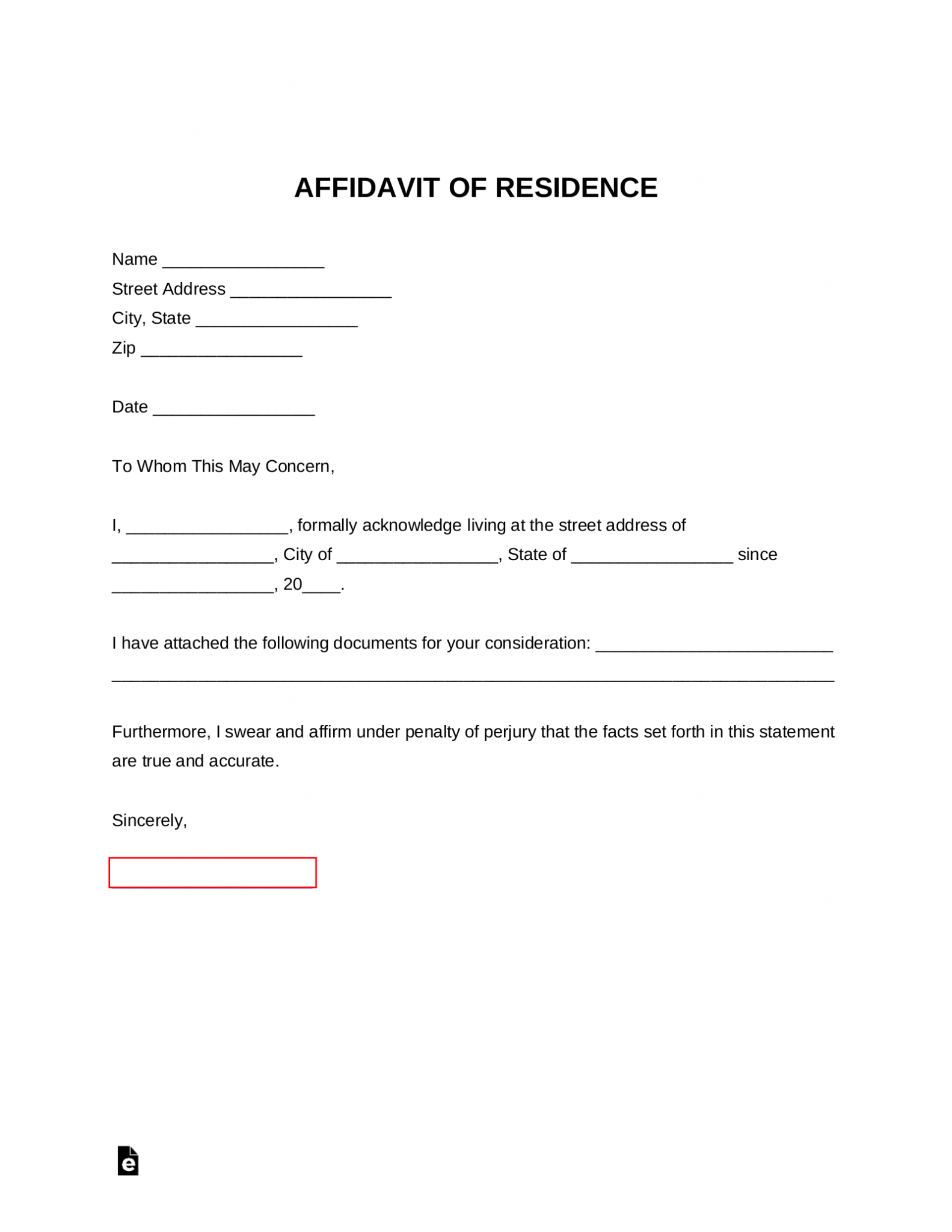 Free Proof Of Residency Letter Affidavit Of Residence PDF Word Free Proof Of Residency Letter Affidavit Of Residence PDF Word
