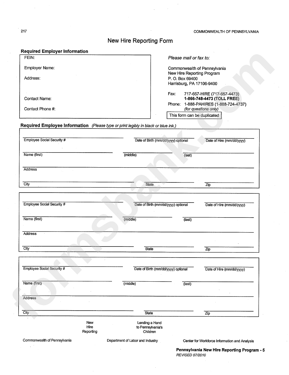 Florida New Hire Reporting Form 2023