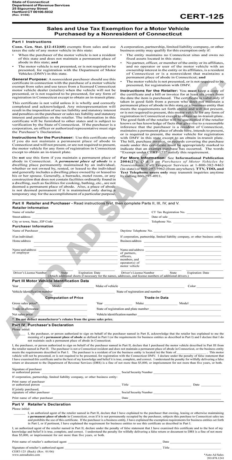 Out Of State Tax Exemption Form Out Of State Tax Exemption Form