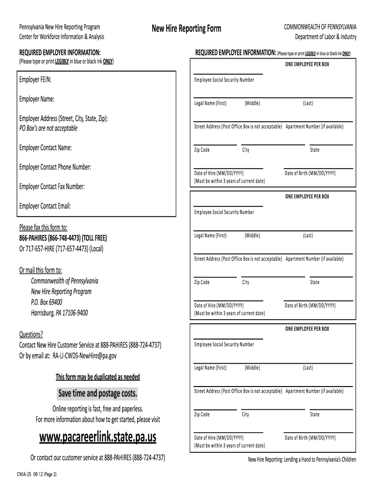 Pa New Hire Reporting Form 2023