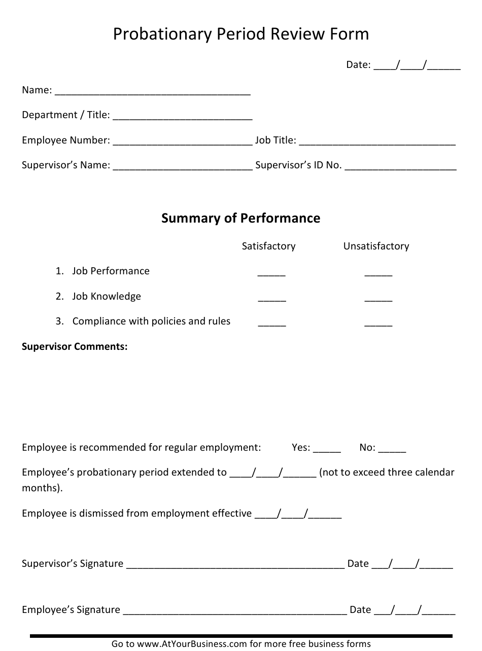 30 Day Probationary Period Employee New Hire Forms NewHireForm